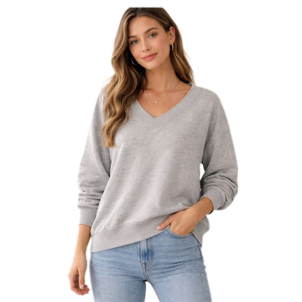 Universal Thread Heather Gray V-Neck Sweatshirt C… - image 1